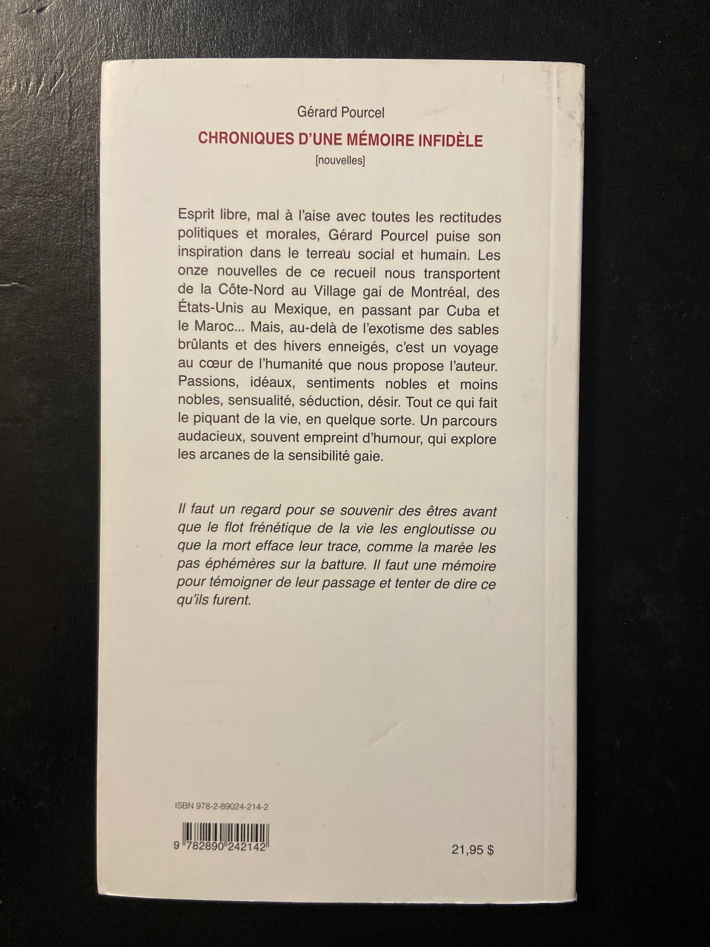 CHRONIQUES D'UNE MÉMOIRE INFIDÈLE