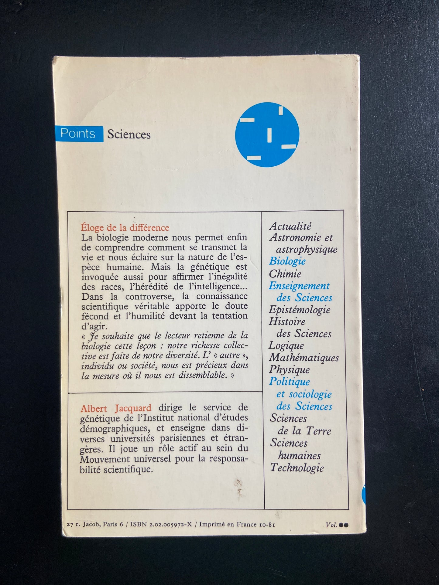 ÉLOGE DE LA DIFFÉRENCE - LA GÉNÉTIQUE ET LES HOMMES