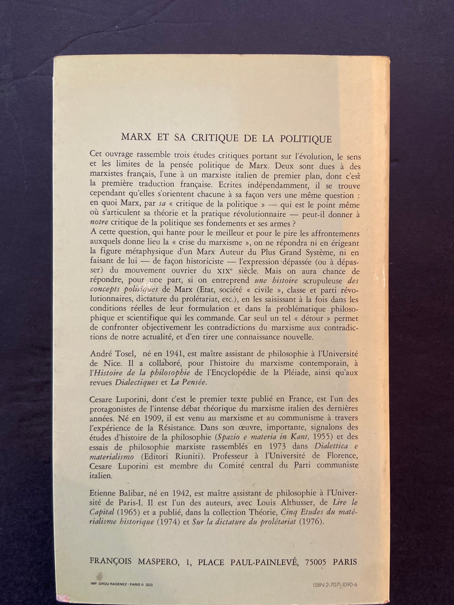 MARX ET SA CRITIQUE DE LA POLITIQUE