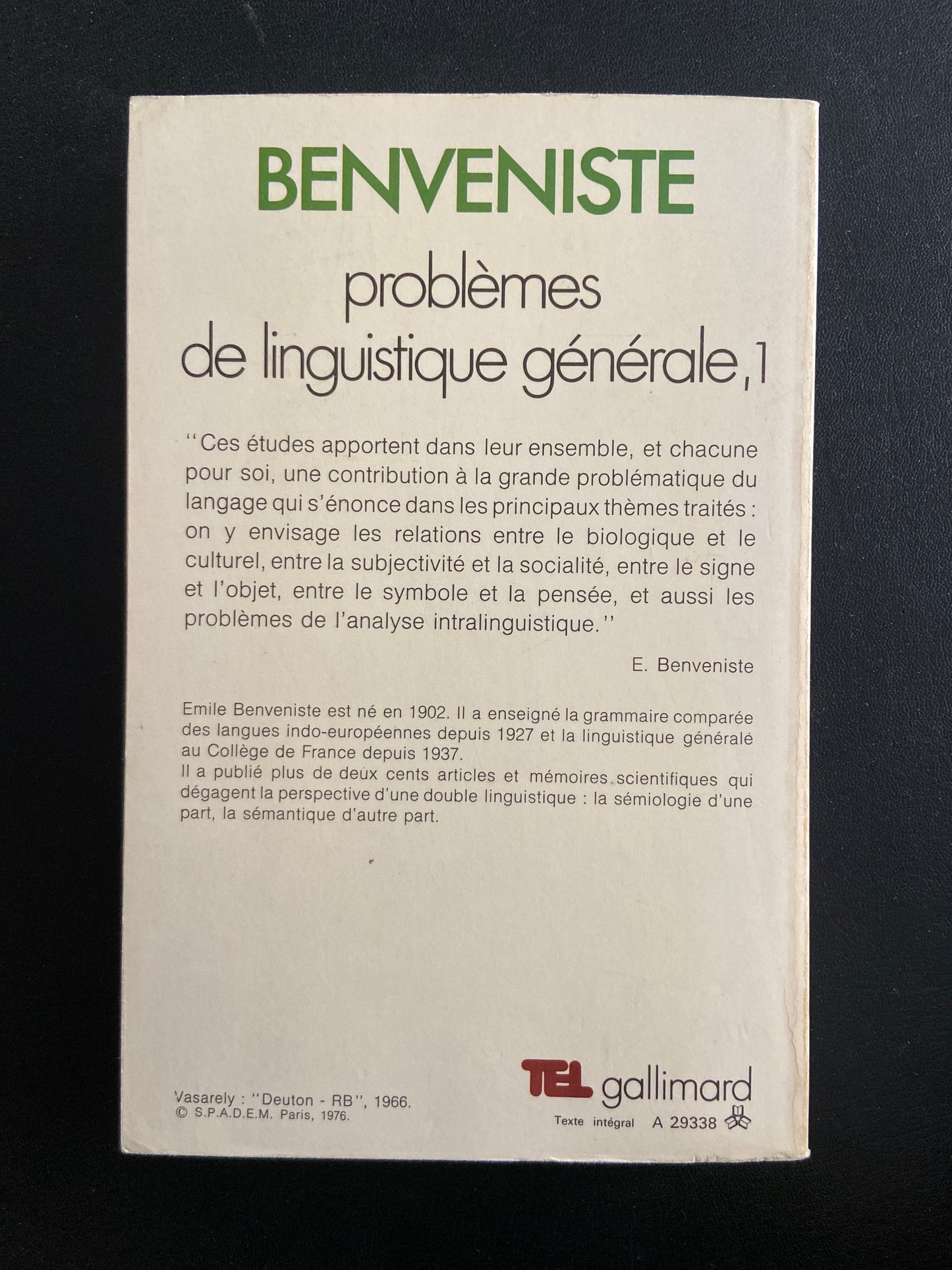 PROBLÈMES DE LINGUISTIQUE GÉNÉRALE - T.01