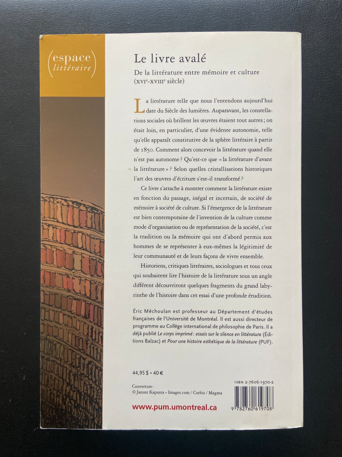 LE LIVRE AVALÉ - DE LA LITTÉRATURE ENTRE MÉMOIRE ET CULTURE