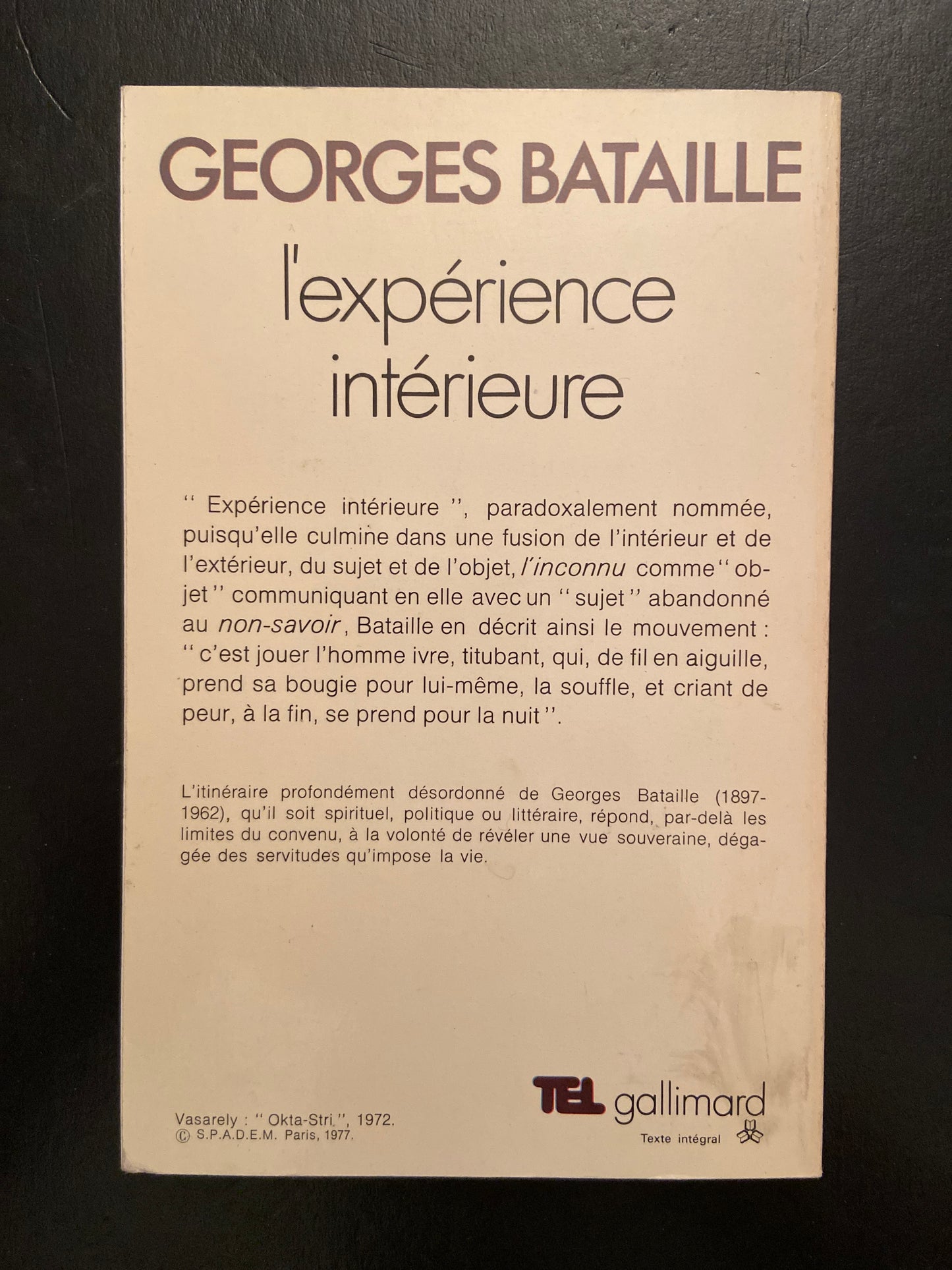 L'EXPÉRIENCE INTÉRIEURE