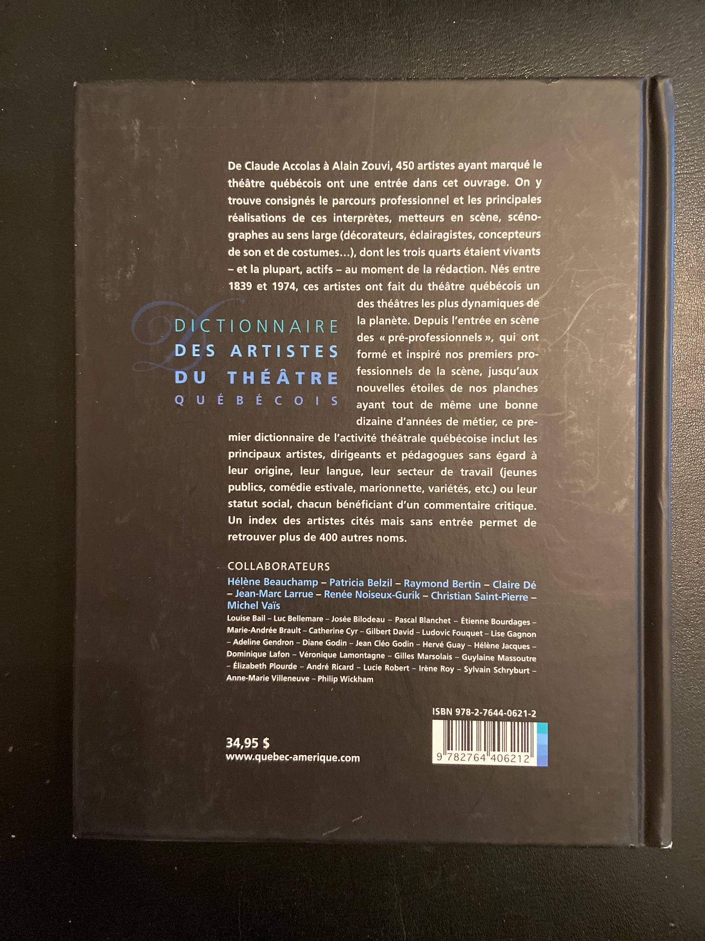 DICTIONNAIRE DES ARTISTES DU THÉÂTRE QUÉBÉCOIS