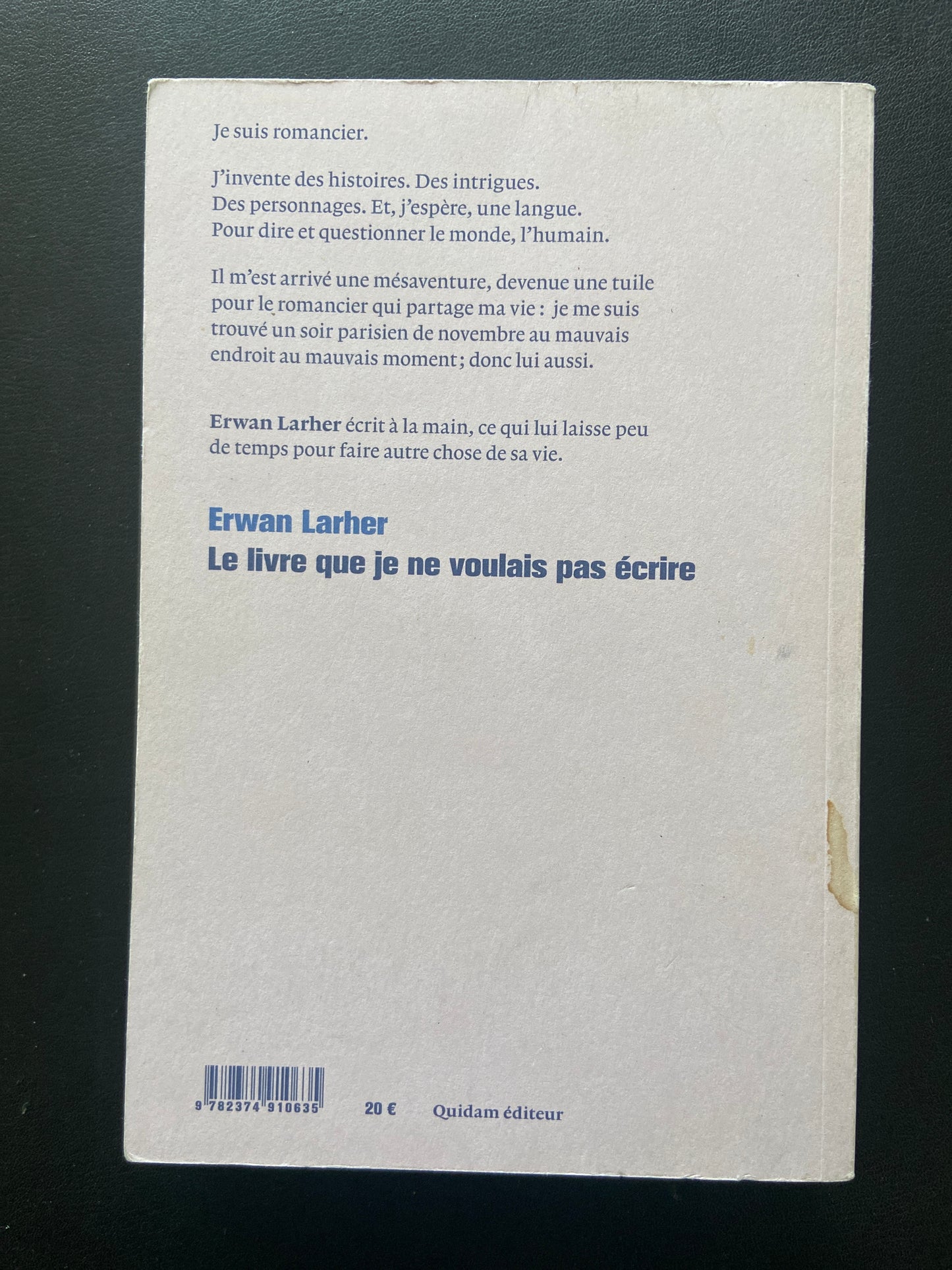 LE LIVRE QUE JE NE VOULAIS PAS ÉCRIRE