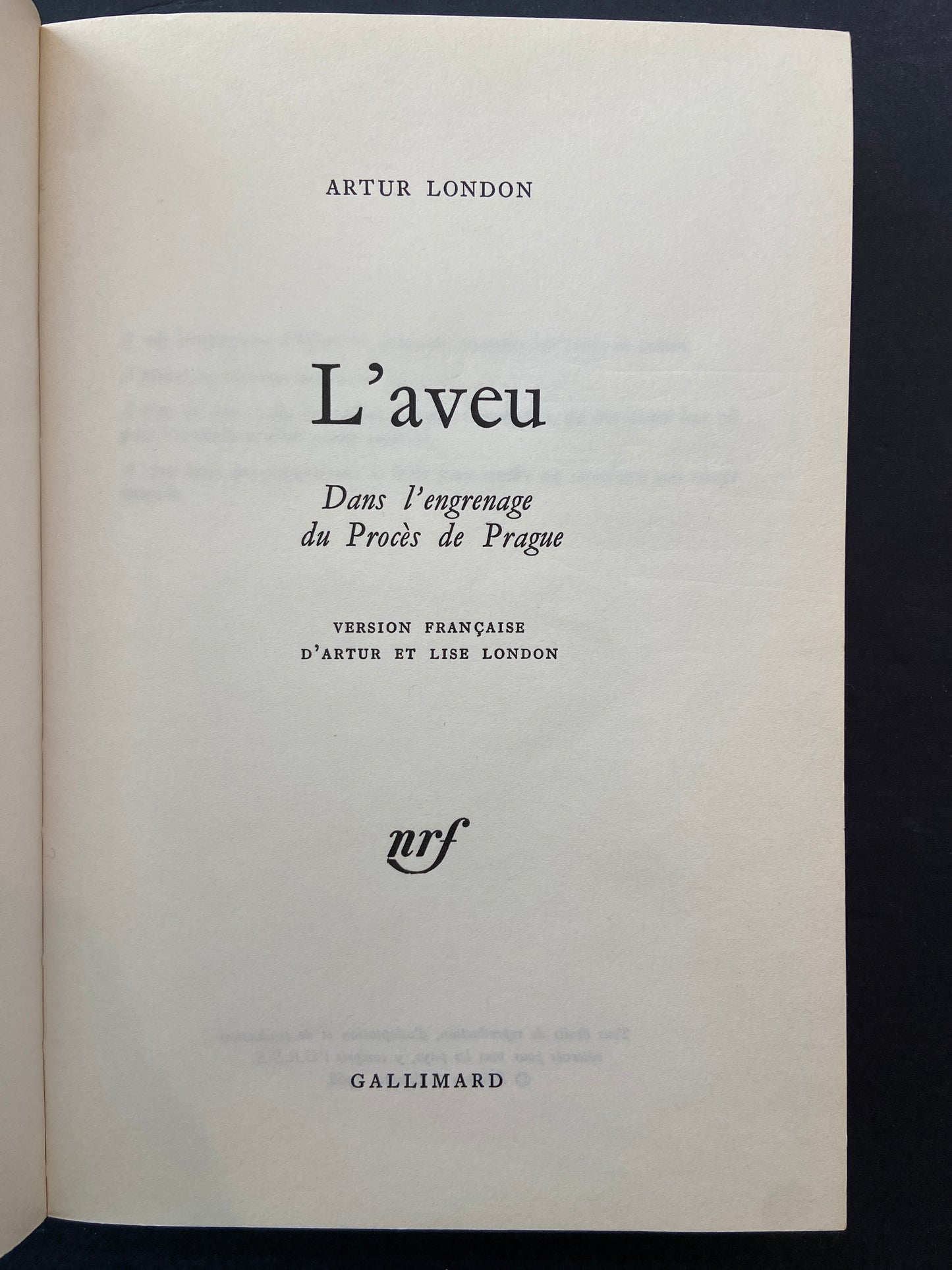 L'AVEU - DANS L'ENGRENAGE DU PROCÈS DE PRAGUE