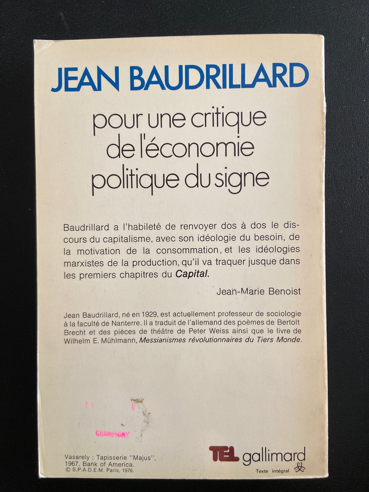 POUR UNE CRITIQUE DE L'ÉCONOMIE - POLITIQUE DU SIGNE
