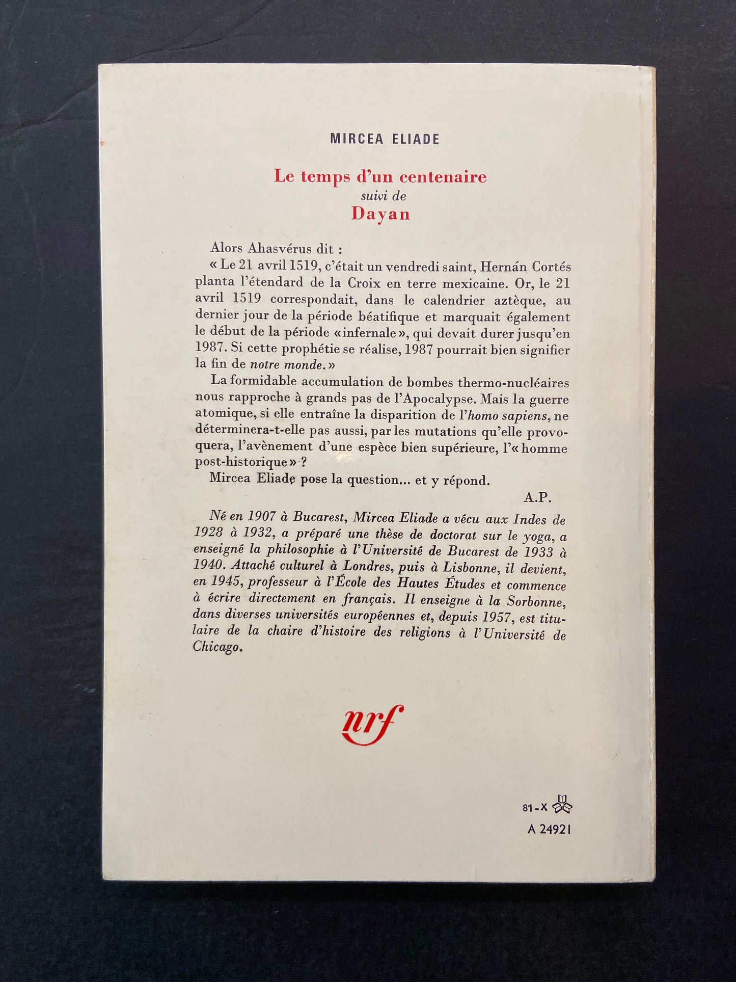 LE TEMPS D'UN CENTENAIRE suivi de DAYAN