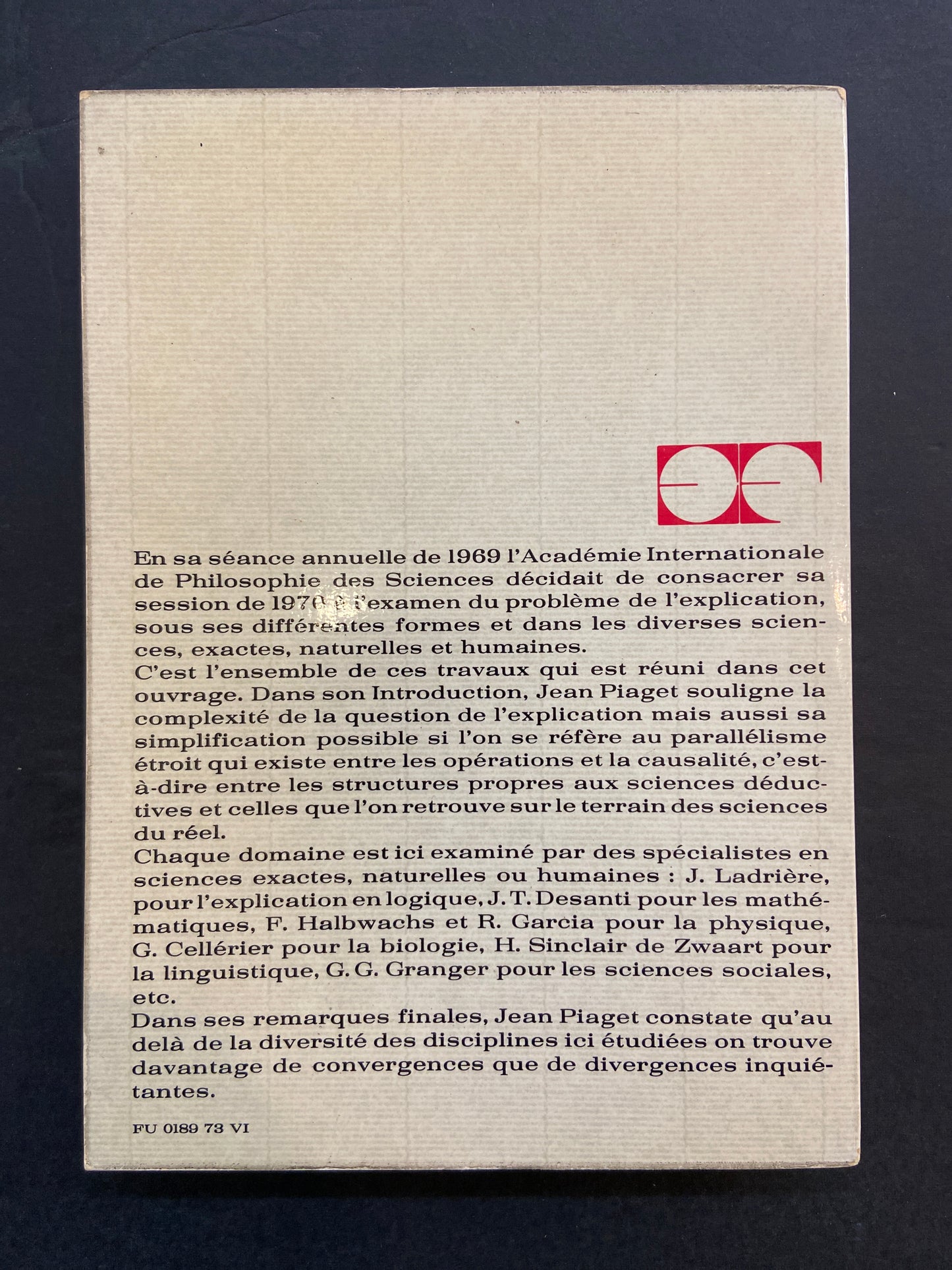 L'EXPLICATION DANS LES SCIENCES