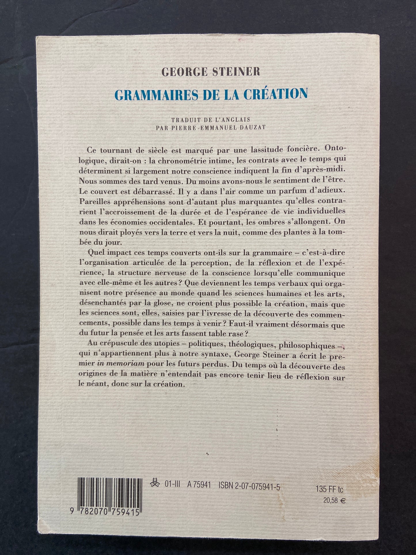 GRAMMAIRES DE LA CRÉATION