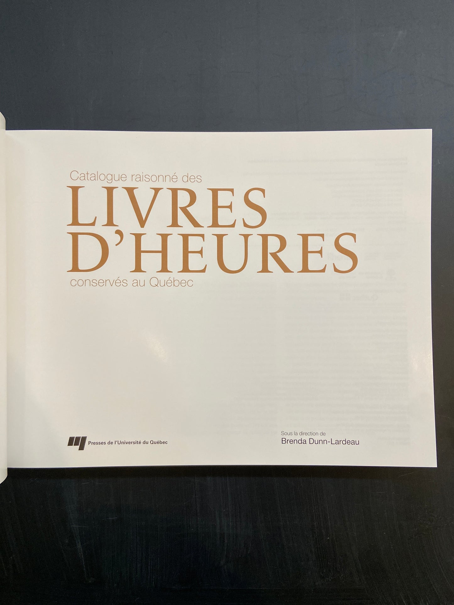 CATALOGUE RAISONNÉ DES LIVRES D'HEURES CONSERVÉS AU QUÉBEC