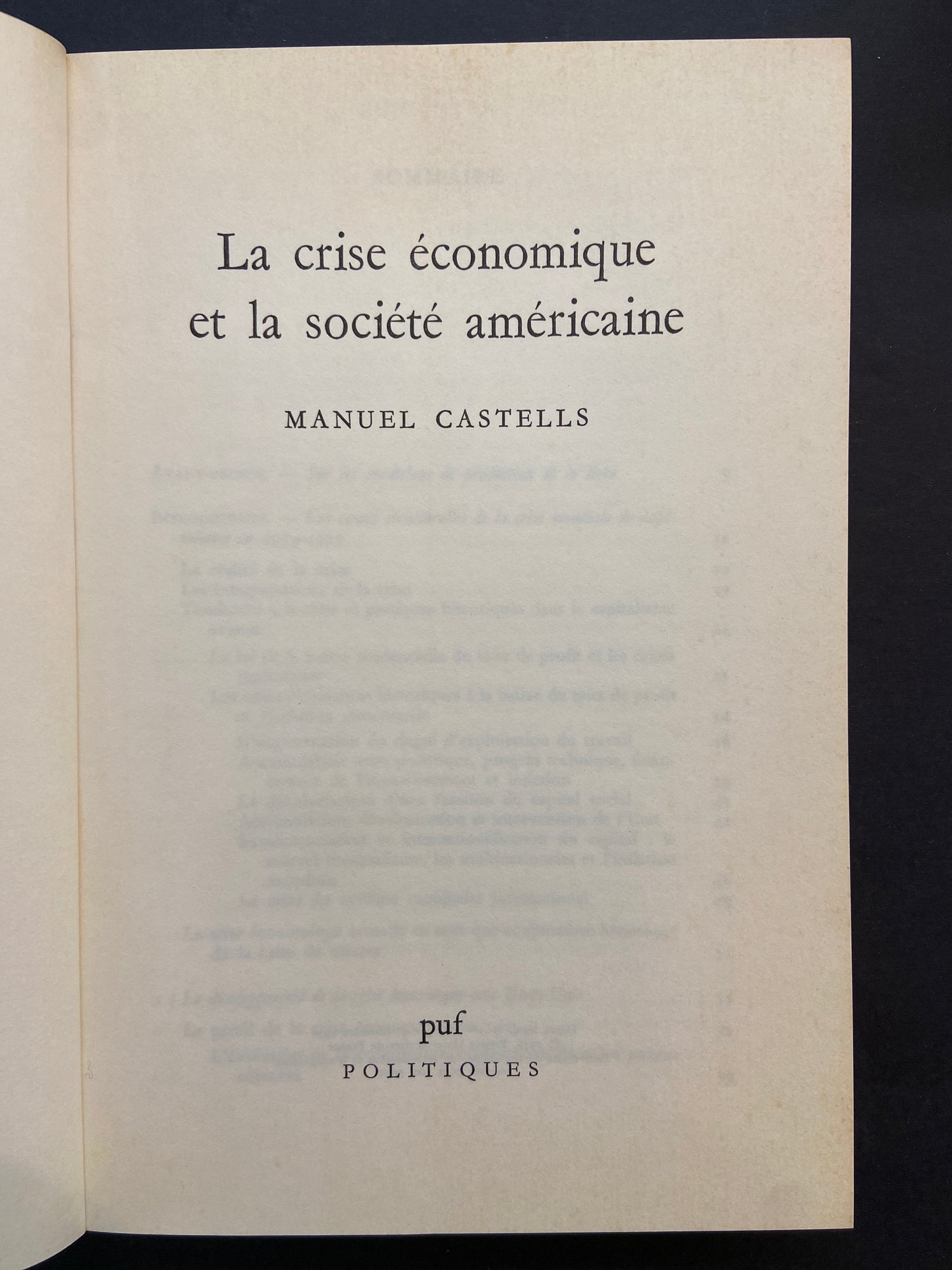 LA CRISE ÉCONOMIQUE ET LA SOCIÉTÉ AMÉRICAINE