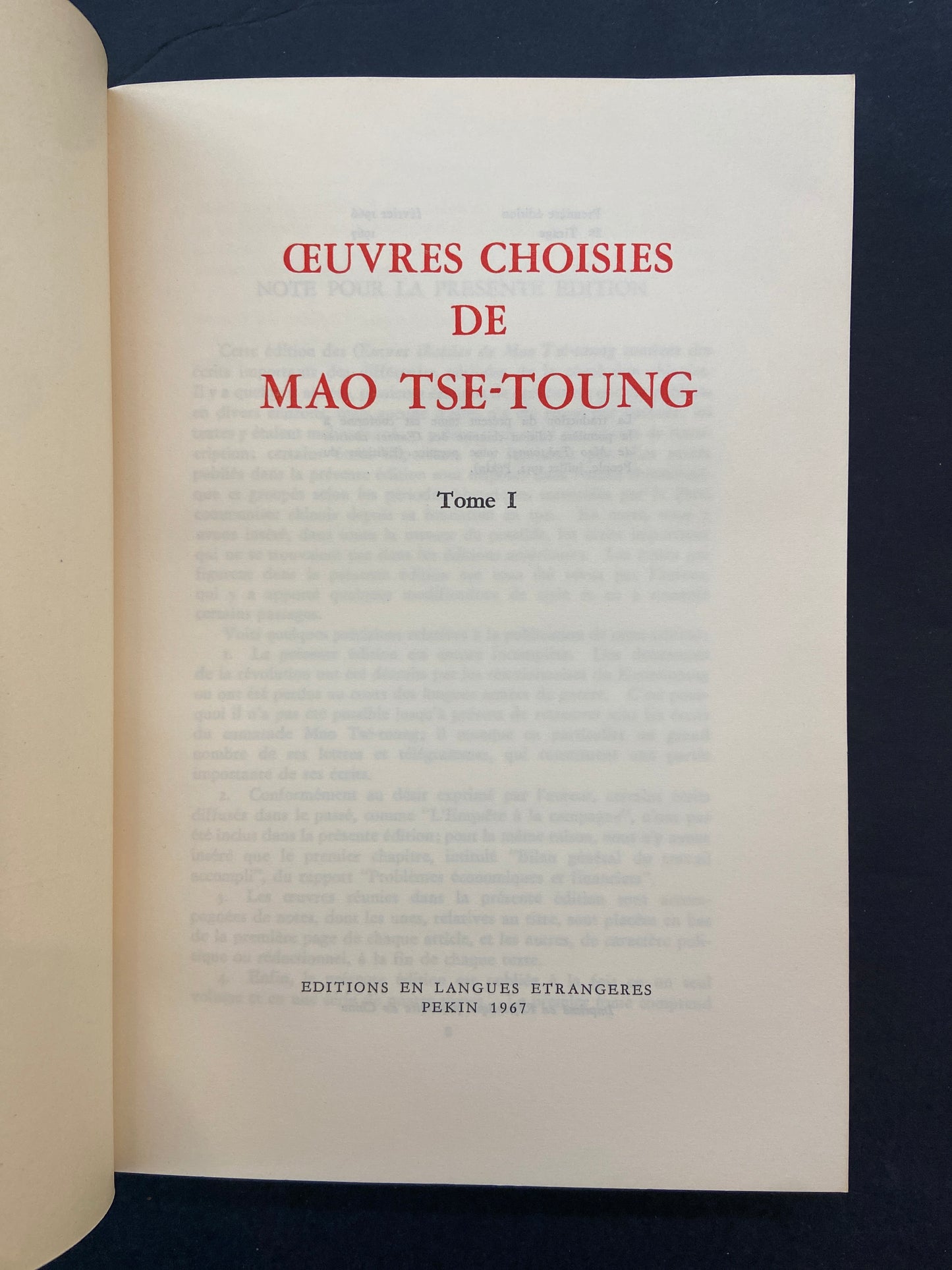 OEUVRES CHOISIES DE MAO TSE-TOUNG - 4 TOMES