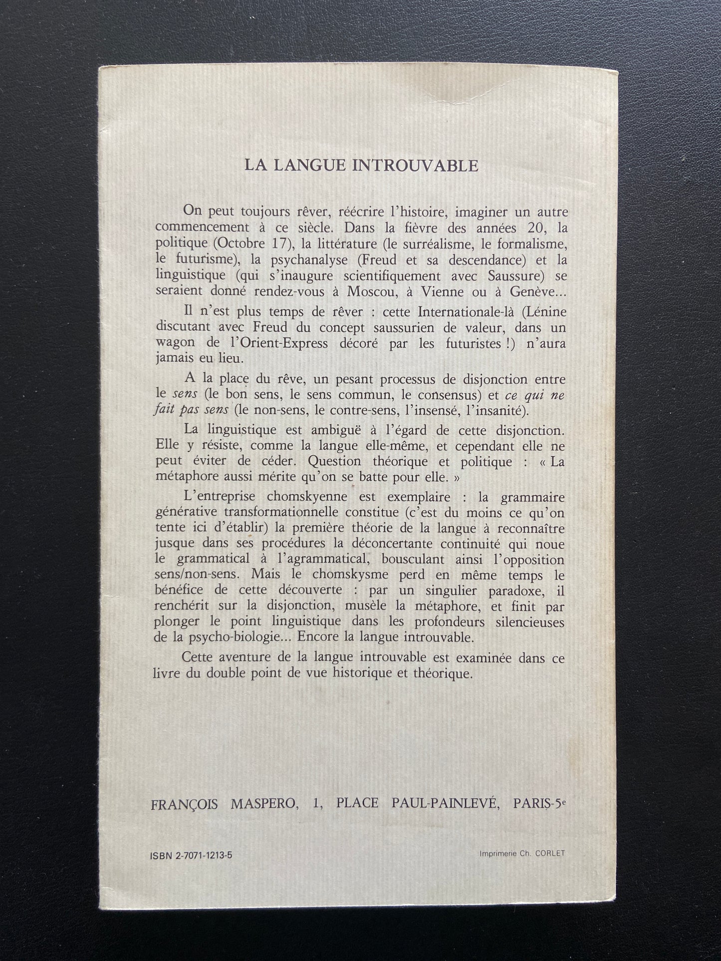 LA LANGUE INTROUVABLE