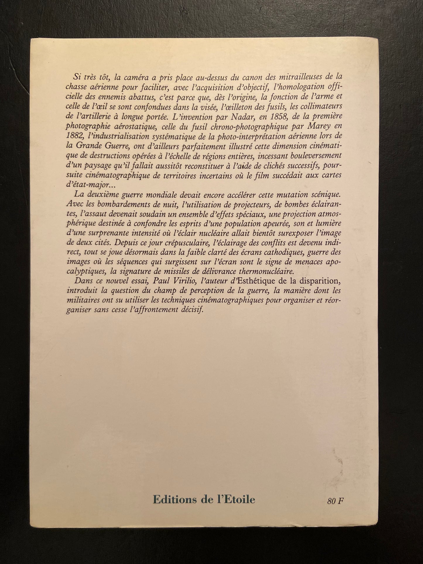 GUERRE ET CINÉMA I - LOGISTIQUE DE LA PERCEPTION