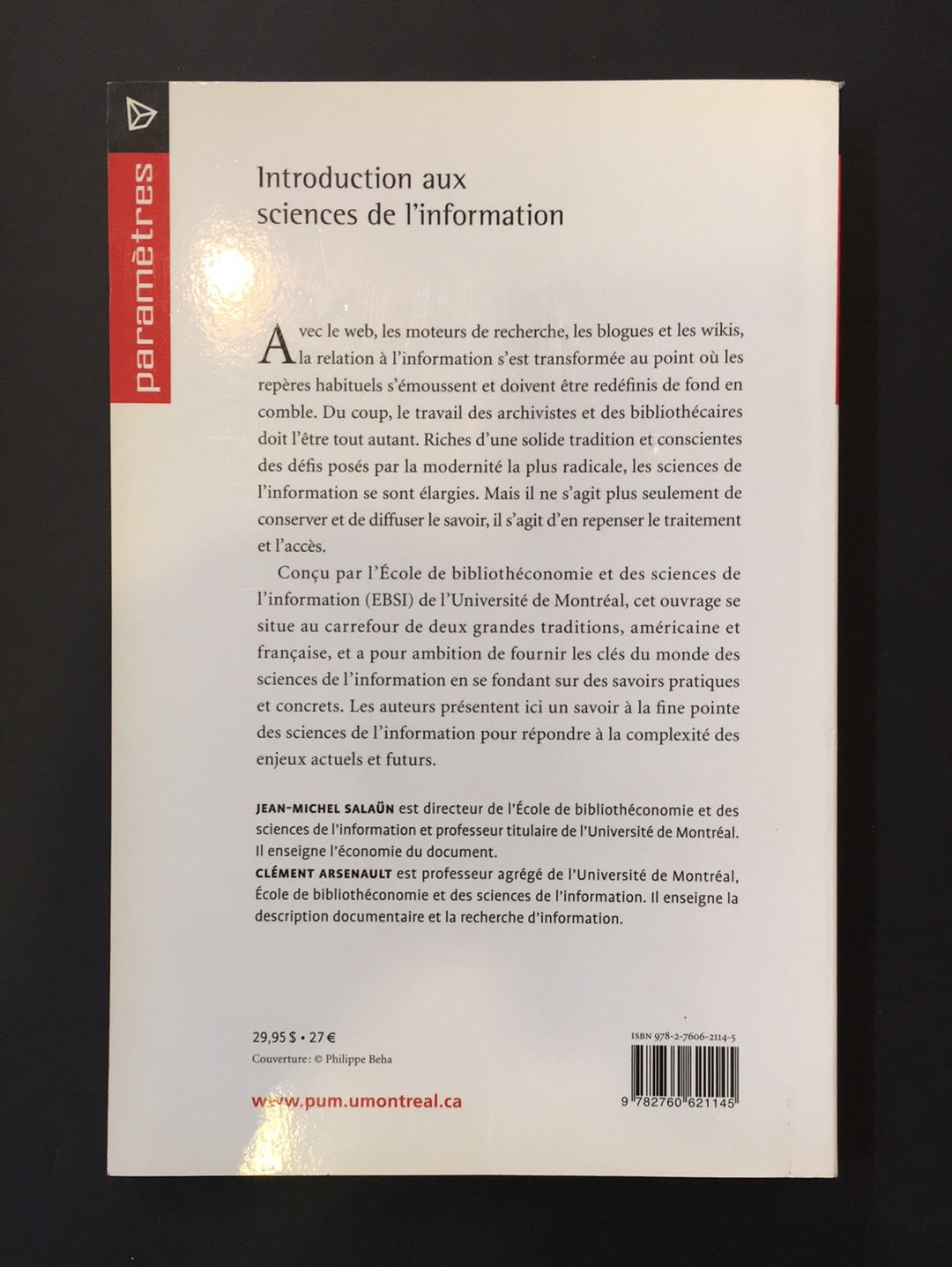 INTRODUCTION AUX SCIENCES DE L'INFORMATION