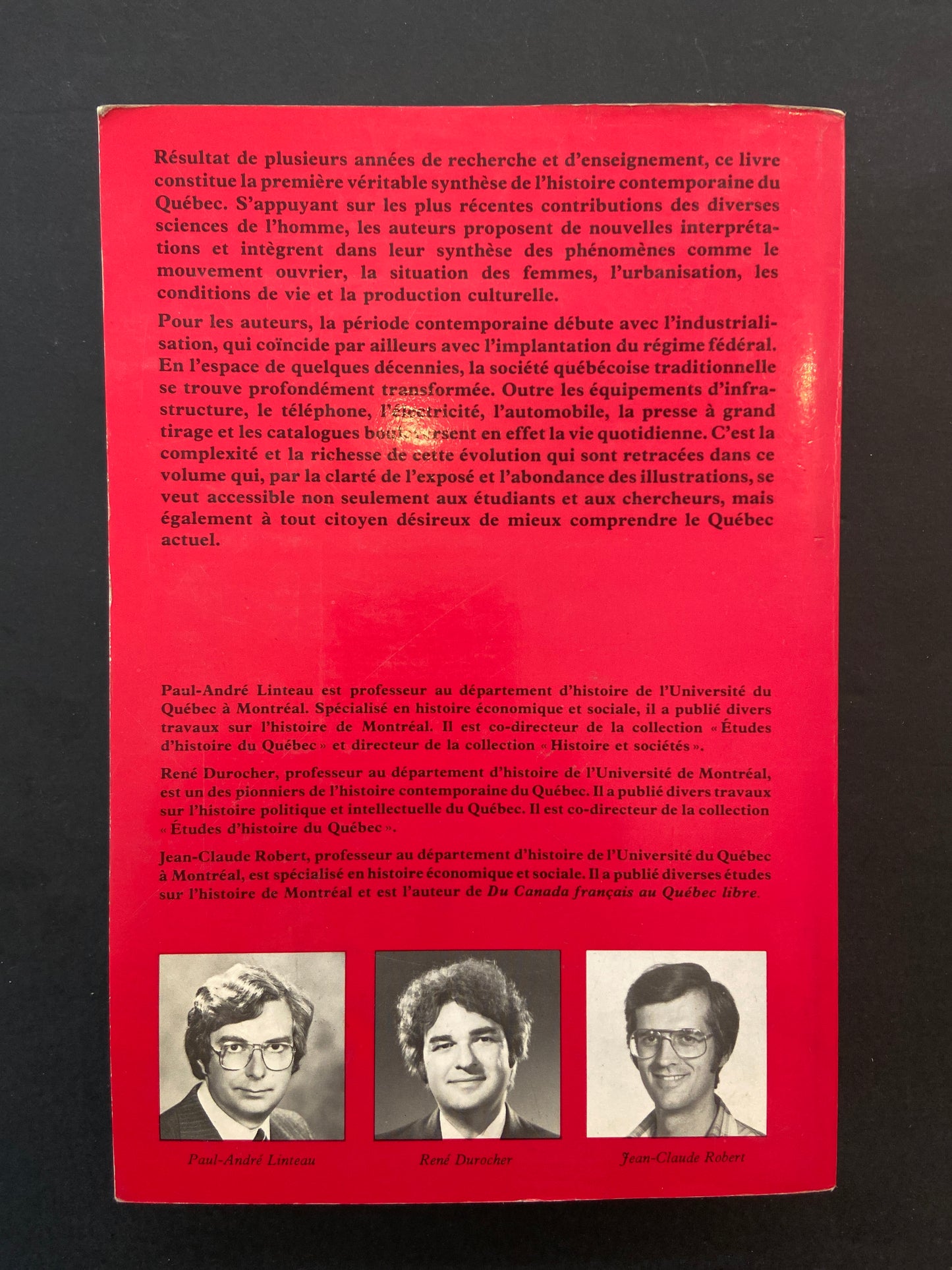 HISTOIRE DU QUÉBEC CONTEMPORAIN - TOME 01 DE LA CONFÉDÉRATION À LA CRISE