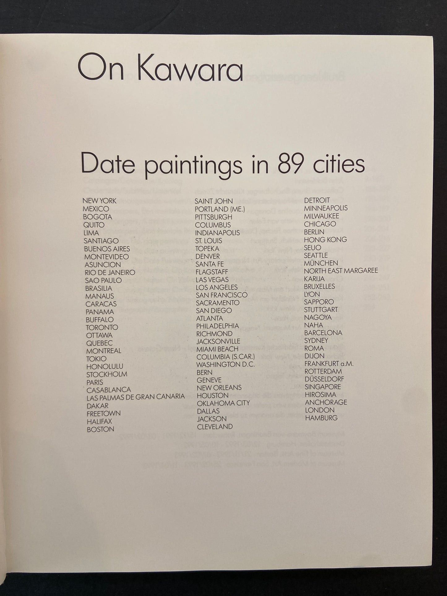 ON KAWARA - DATE PAINTINGS IN 89 CITIES