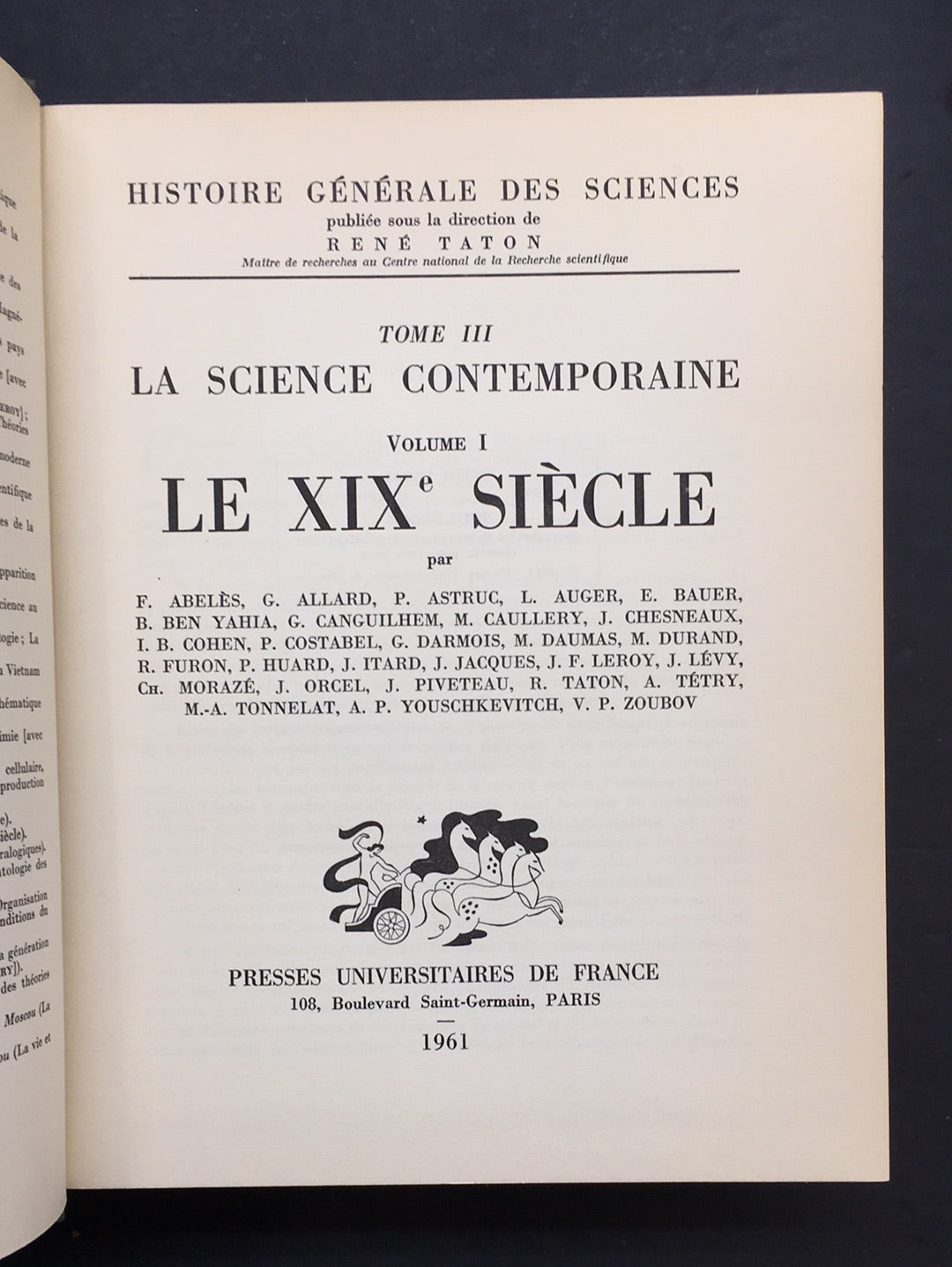 HISTOIRE GÉNÉRALE DES SCIENCES - T.03 - LA SCIENCE CONTEMPORAINE - VOL.01 LE XIXè