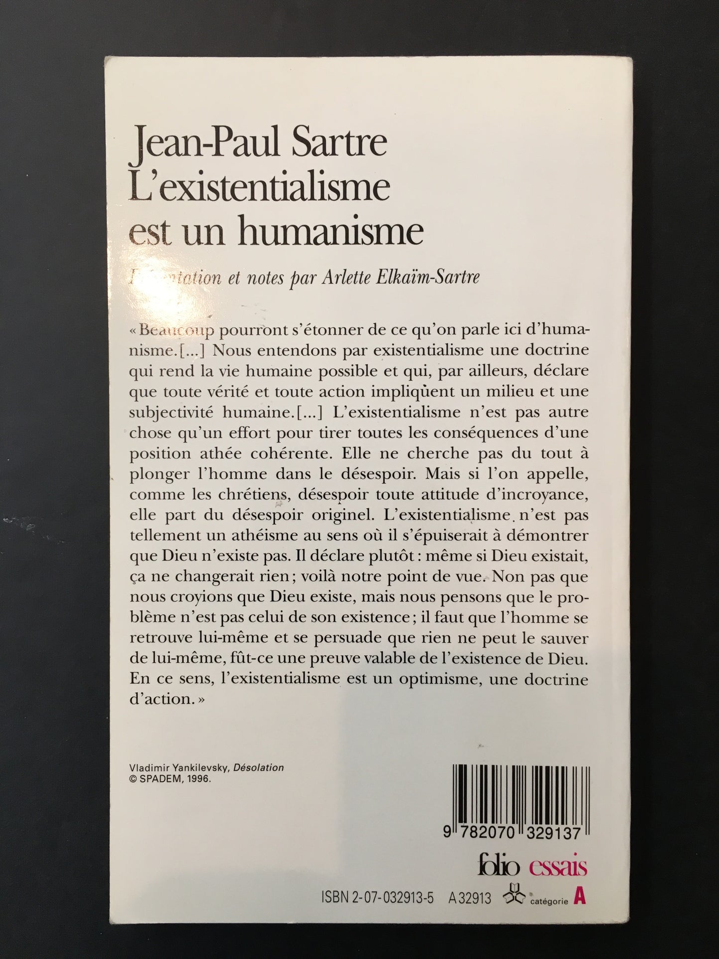 L' EXISTENTIALISME EST UN HUMANISME