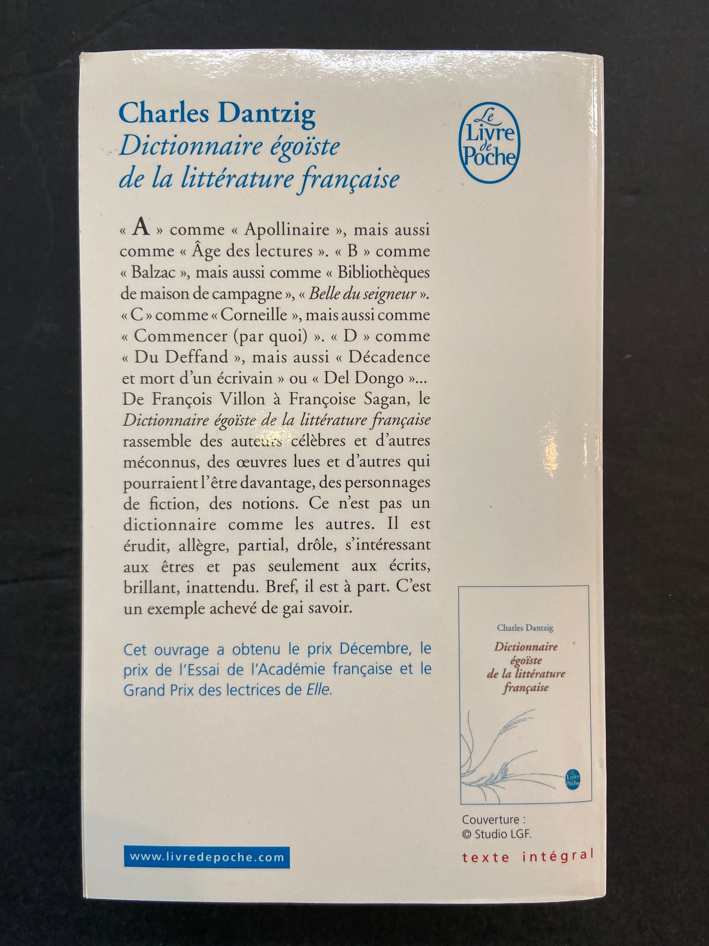 DICTIONNAIRE ÉGOÏSTE DE LA LITTÉRATURE FRANÇAISE