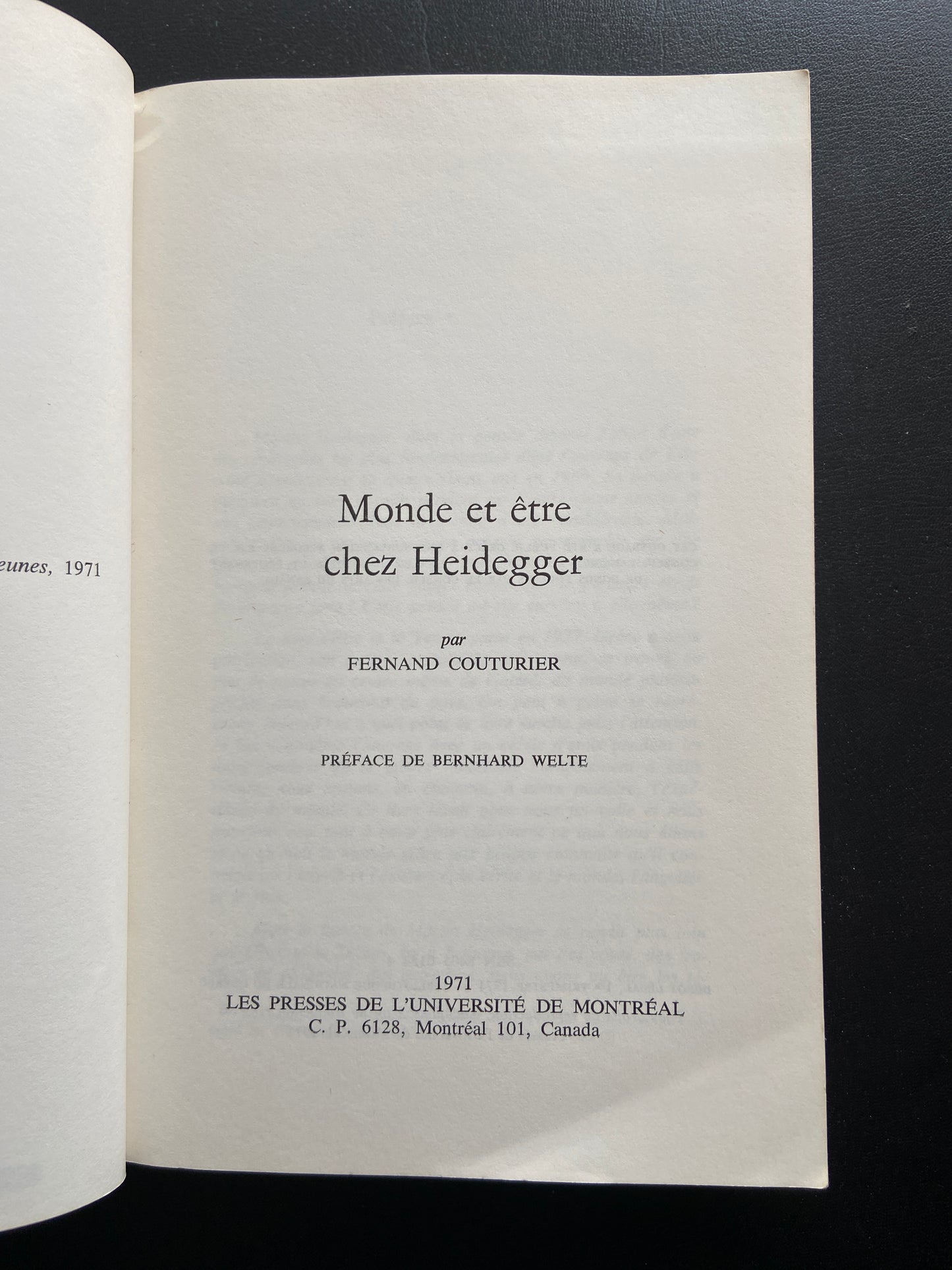 MONDE ET ÊTRE CHEZ HEIDEGGER
