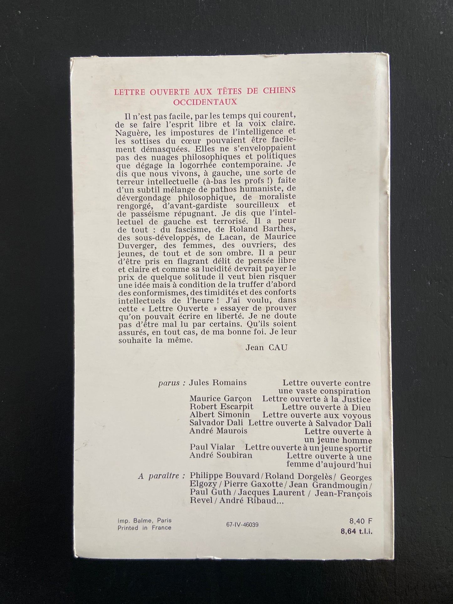 LETTRE OUVERTE AUX TÊTES DE CHIENS OCCIDENTAUX