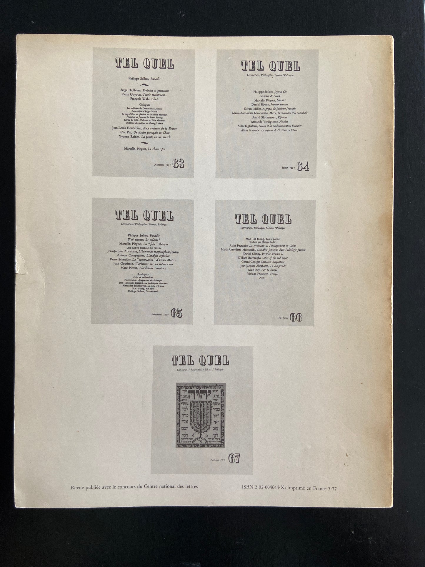 REVUE TEL QUEL ÉTÉ - 1977 / N°70