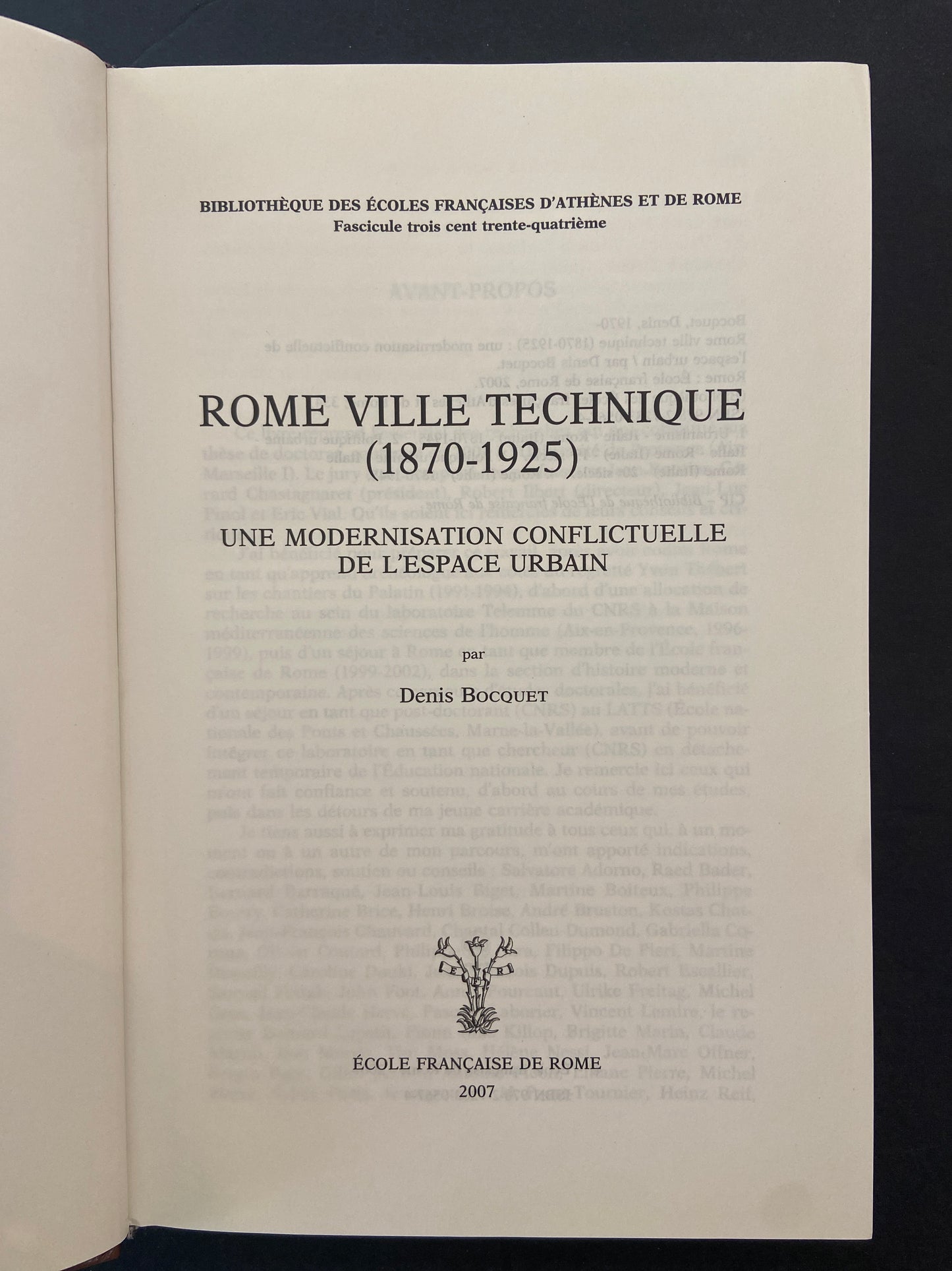 ROME VILLE TECHNIQUE (1870-1925) UNE MODERNISATION CONFLICTUELLE DE L'ESPACE URBAIN