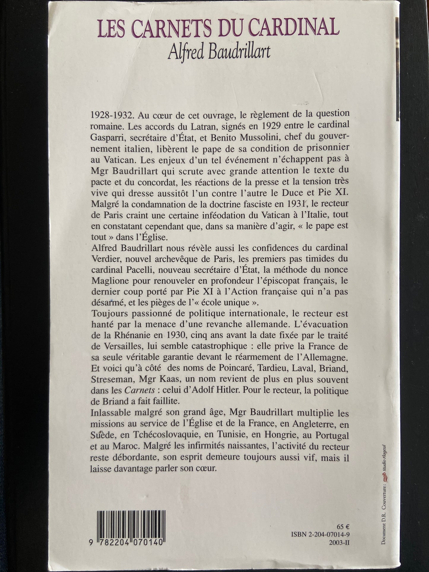 LES CARNETS DU CARDINAL - 26 DÉCEMBRE 1928 - 12 FÉVRIER 193