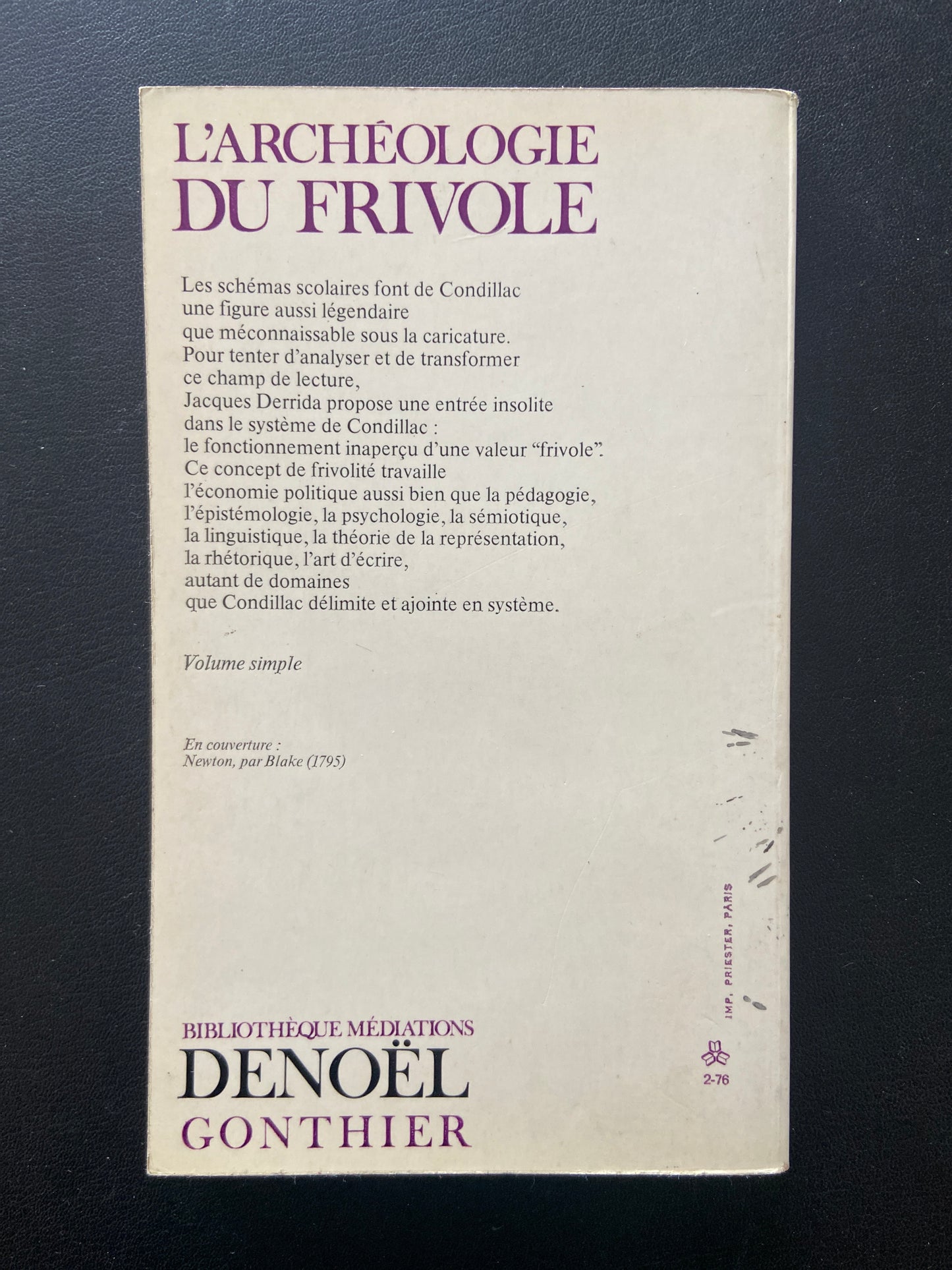 L'ARCHÉOLOGIE DU FRIVOLE - LIRE CONDILLAC