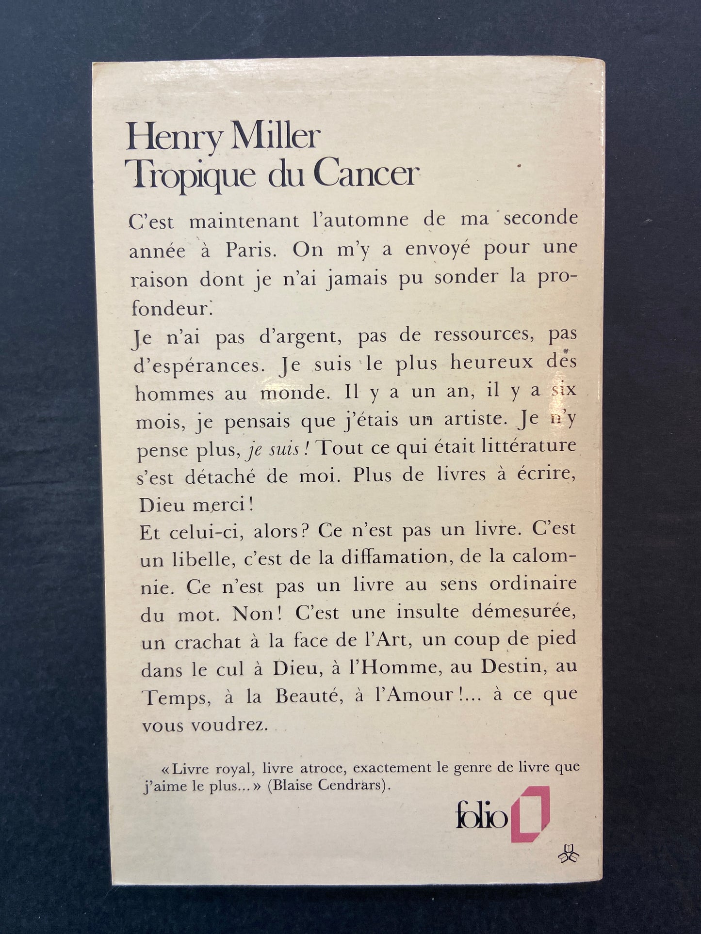 TROPIQUE DU CANCER