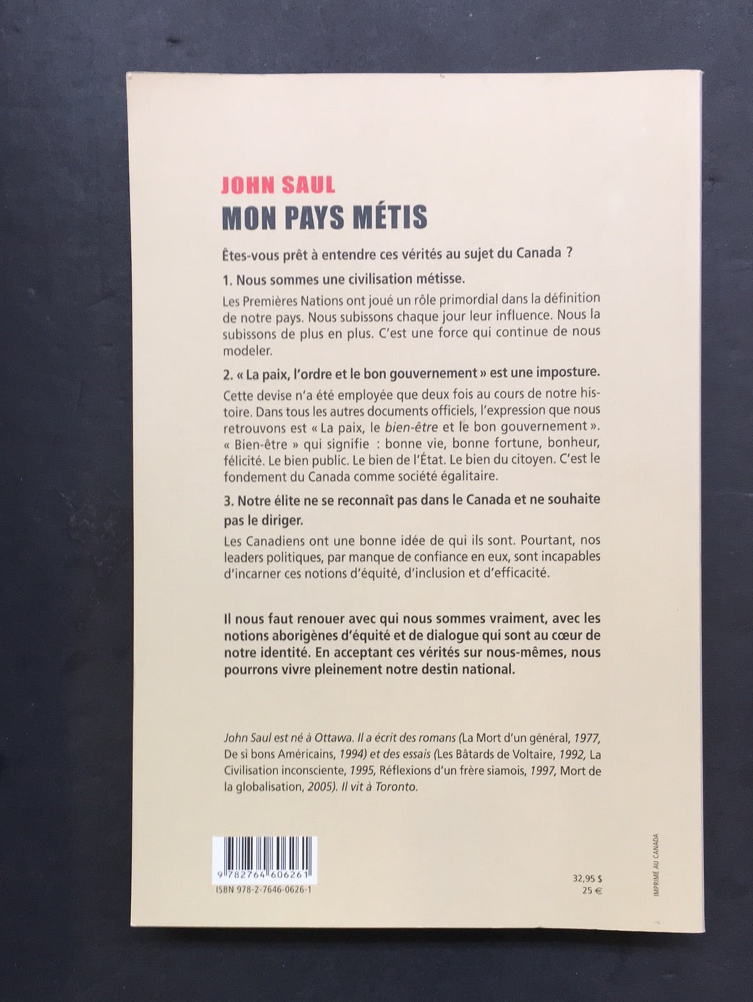 MON PAYS MÉTIS - QUELQUES VÉRITÉS SUR LE CANADA