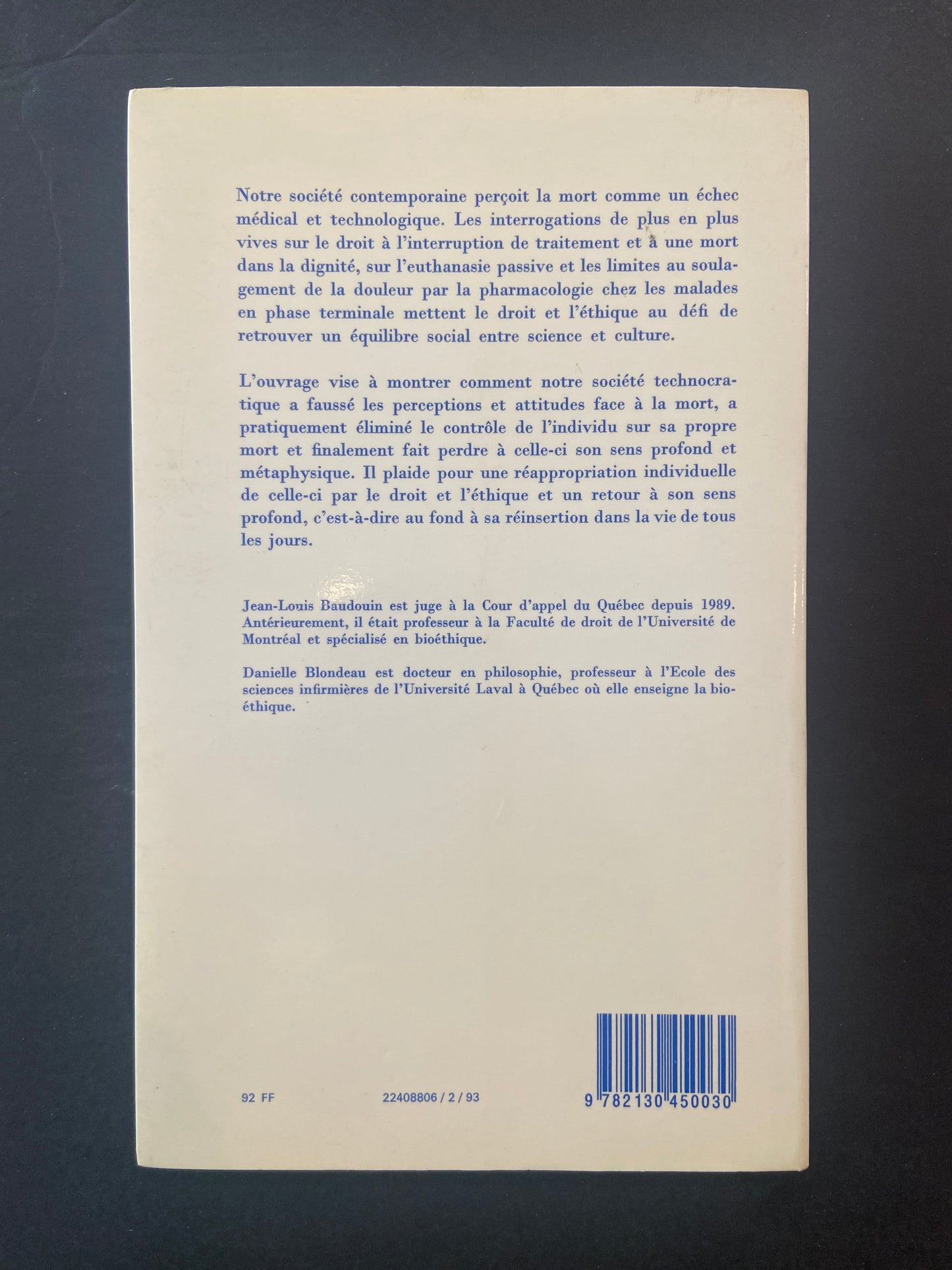 ÉTHIQUE DE LA MORT ET DROIT À LA MORT