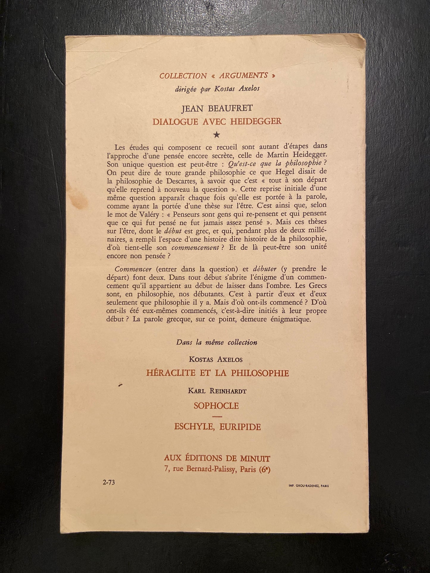 DIALOGUE AVEC HEIDEGGER - PHILOSOPHIE GRECQUE