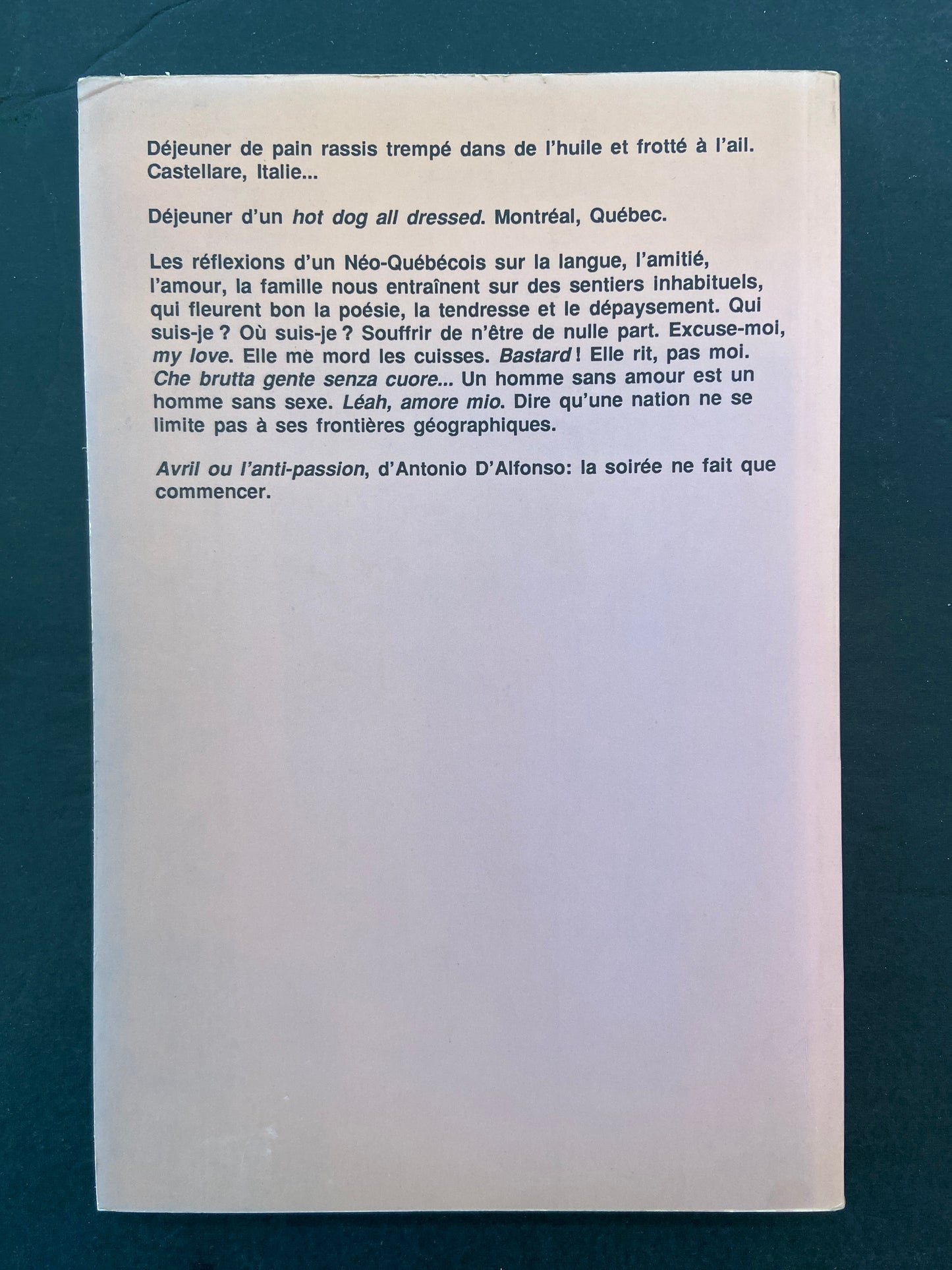 AVRIL OU L'ANTI-PASSION