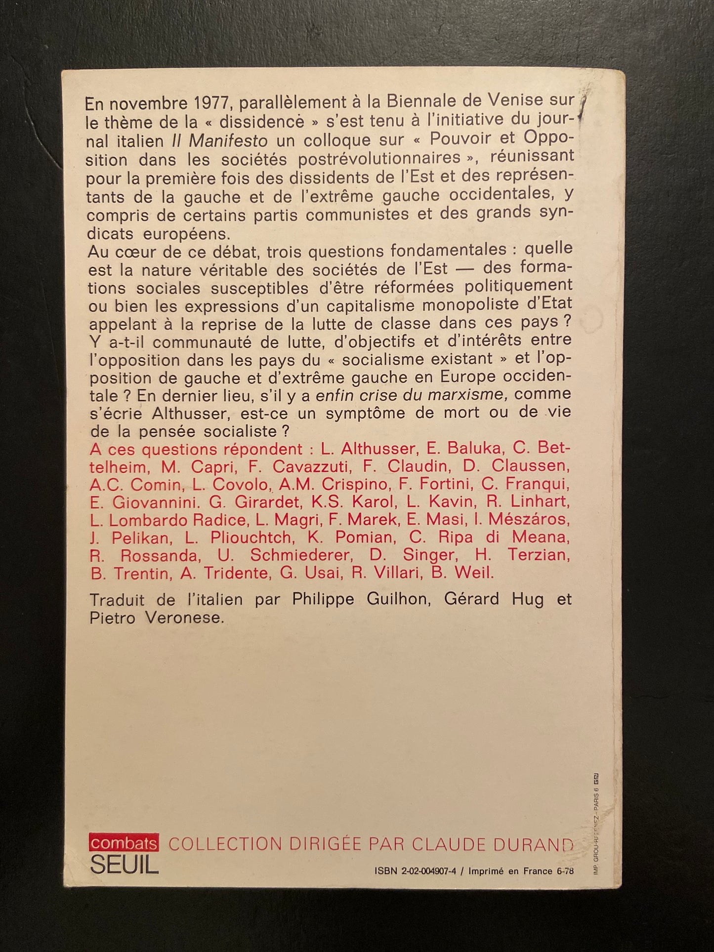 IL MANIFESTO - POUVOIR ET OPPOSITION DANS LES SOCIÉTÉS POST-RÉVOLUTIONNAIRES