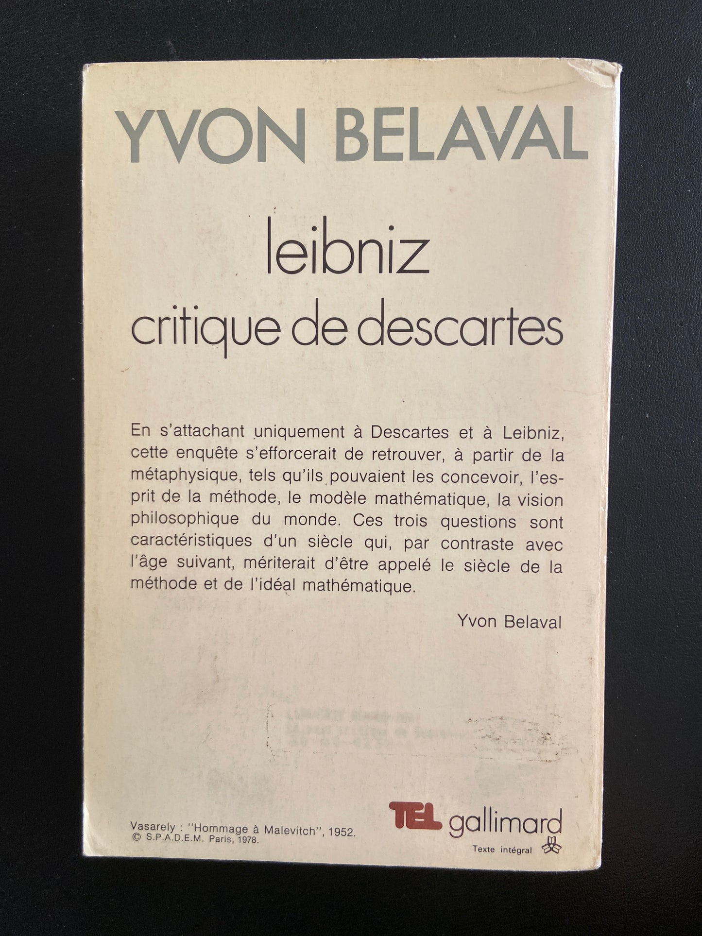 LEIBNIZ CRITIQUE DE DESCARTES