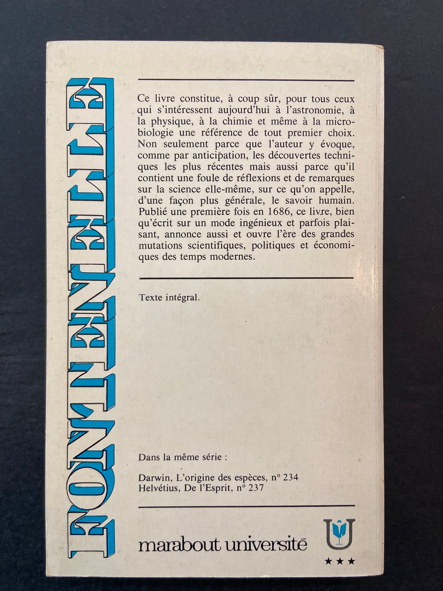 FONTENELLE - ENTRETIENS SUR LA PLURALITÉ DES MONDES