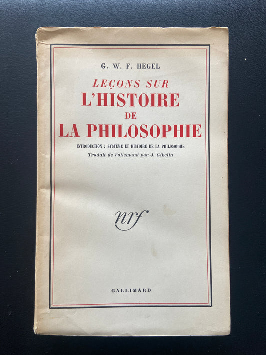 LEÇONS SUR L'HISTOIRE DE LA PHILOSOPHIE