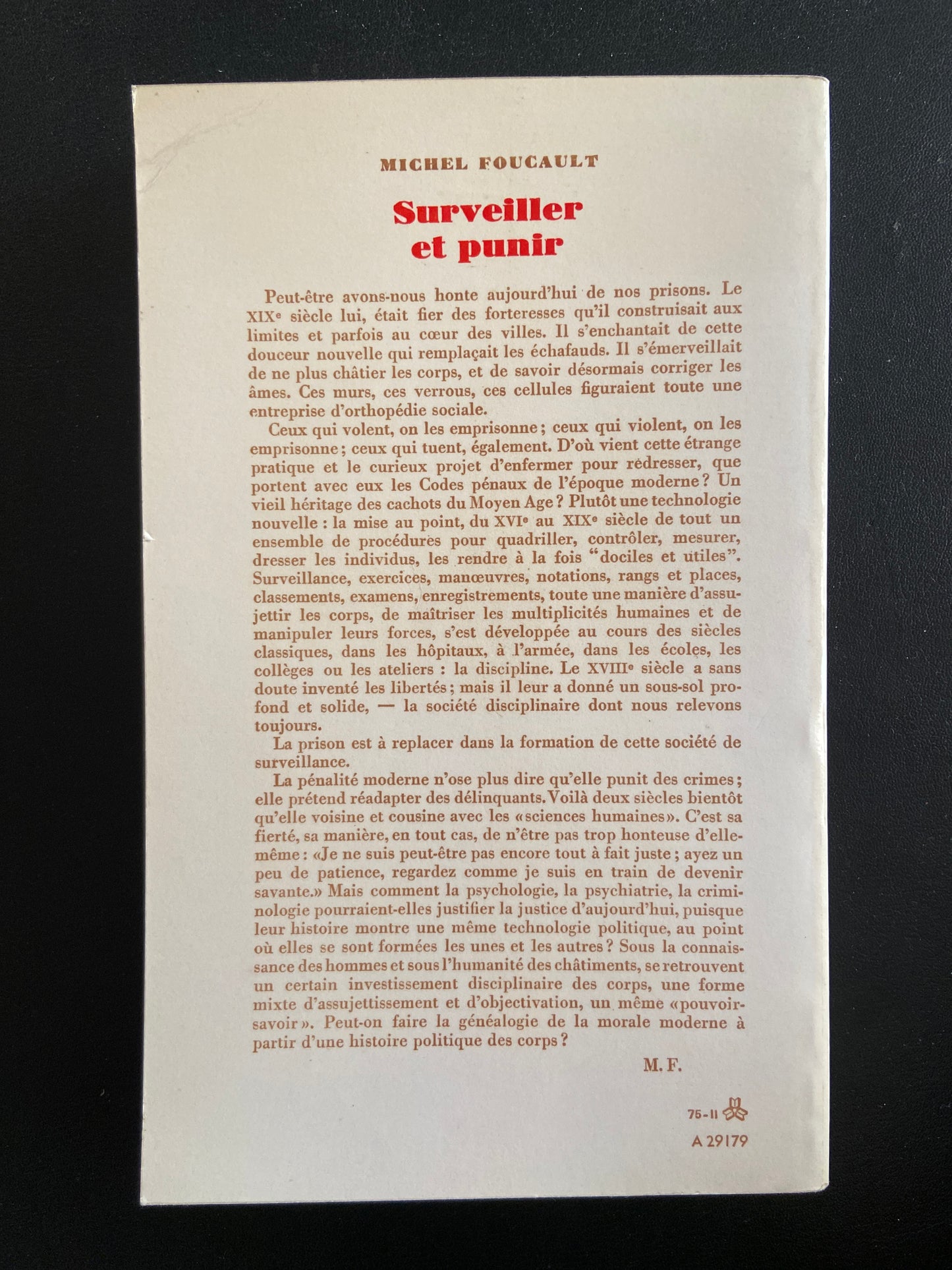 SURVEILLER ET PUNIR - NAISSANCE DE LA PRISON