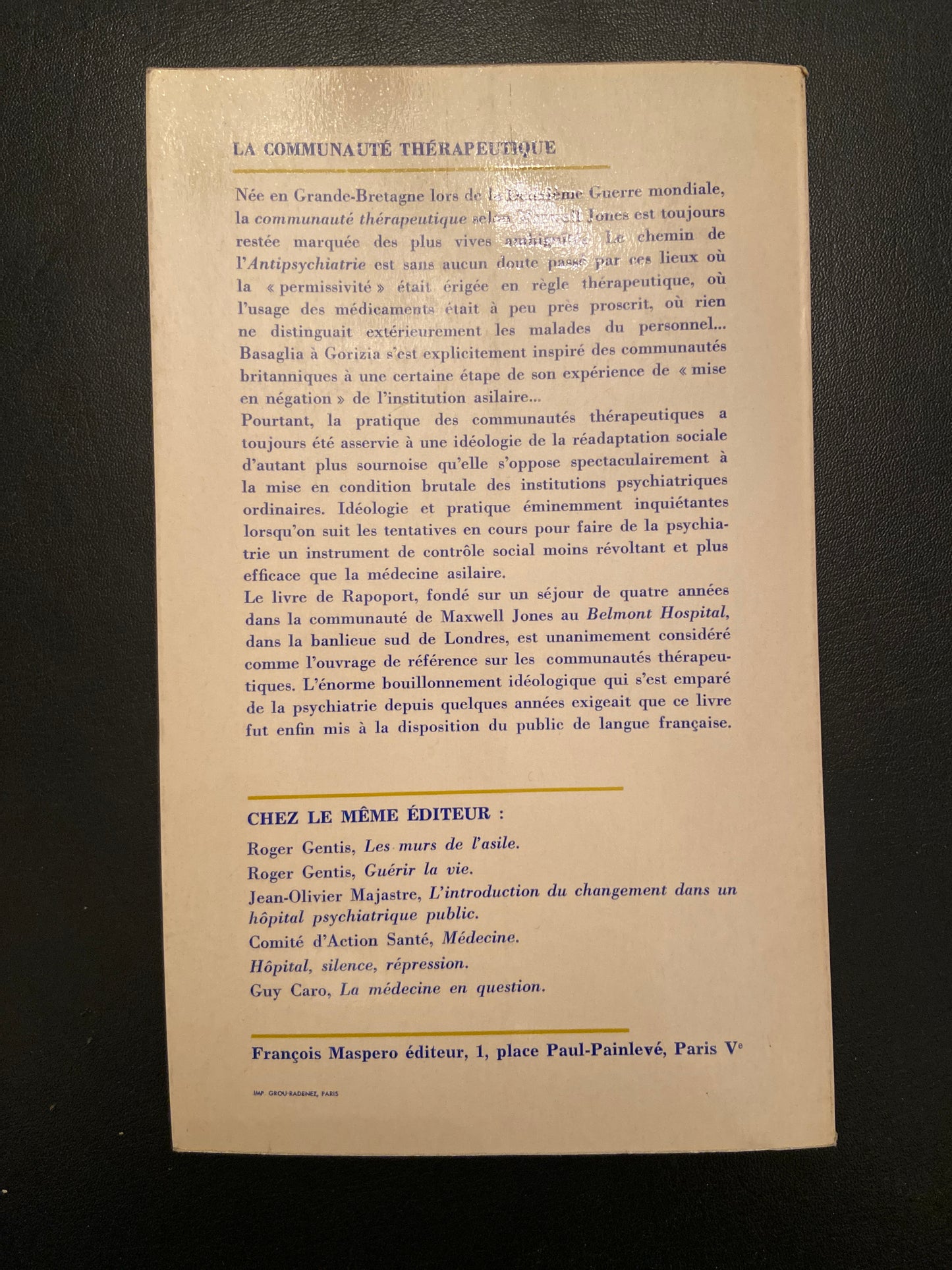 LA COMMUNAUTÉ THÉRAPEUTIQUE