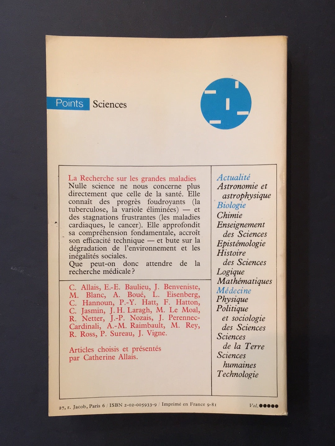 LA RECHERCHE SUR LES GRANDES MALADIES