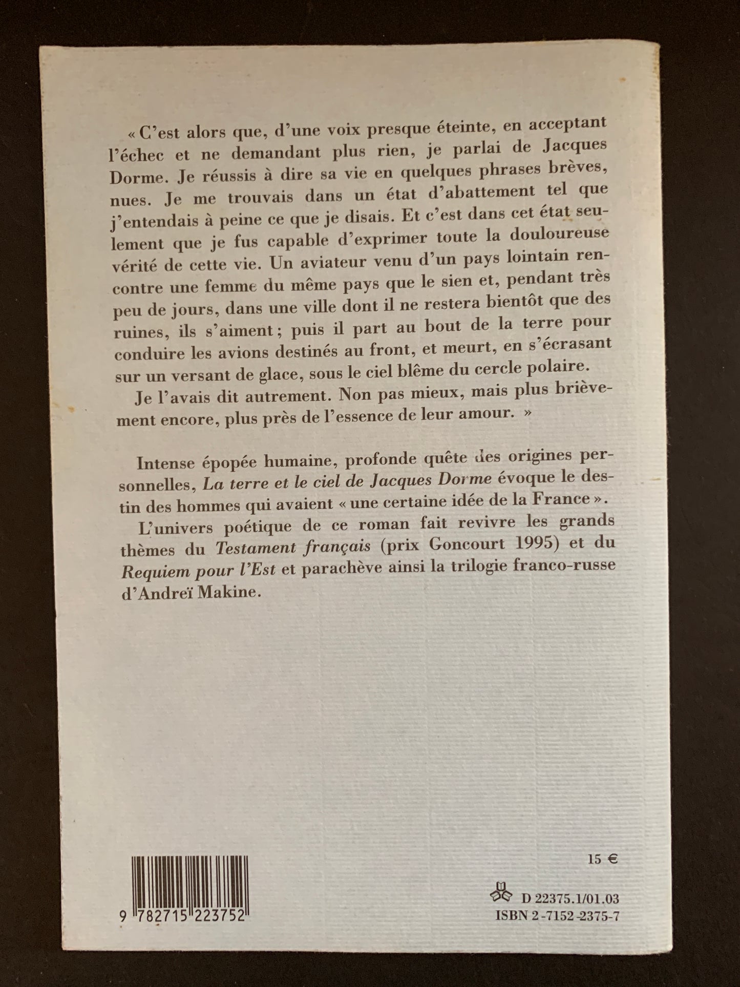 LA TERRE ET LE CIEL DE JACQUES DORME
